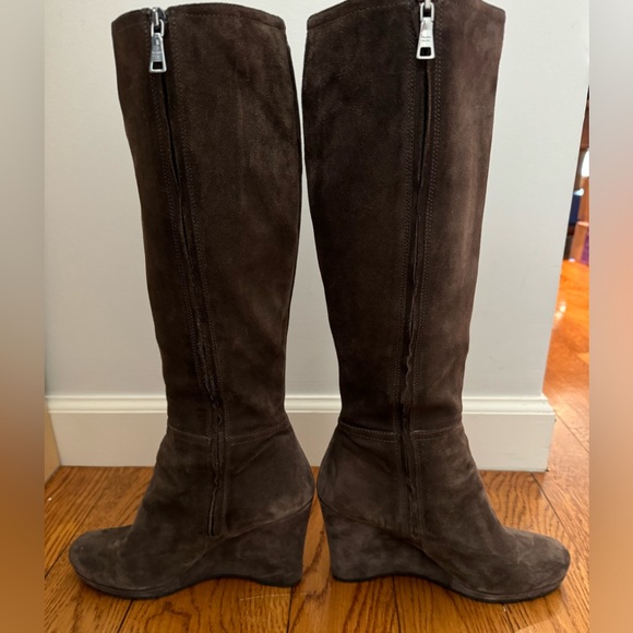 Prada Suede Wedge Knee Boot - Picture 2 of 6
